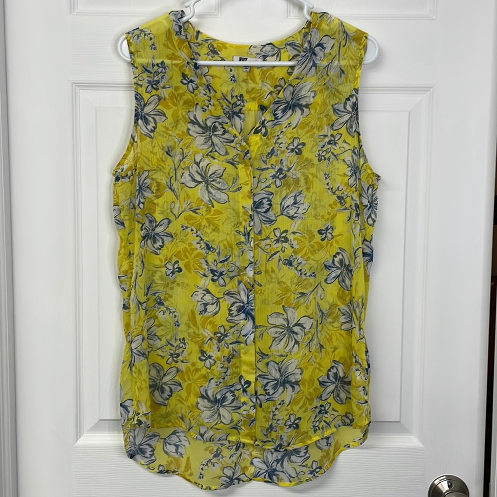 Kut From The Kloth Floral Button Up Sleeveless Top Size Large